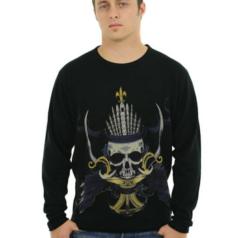 RAW 7 Men's Black Crew Neck Sweater